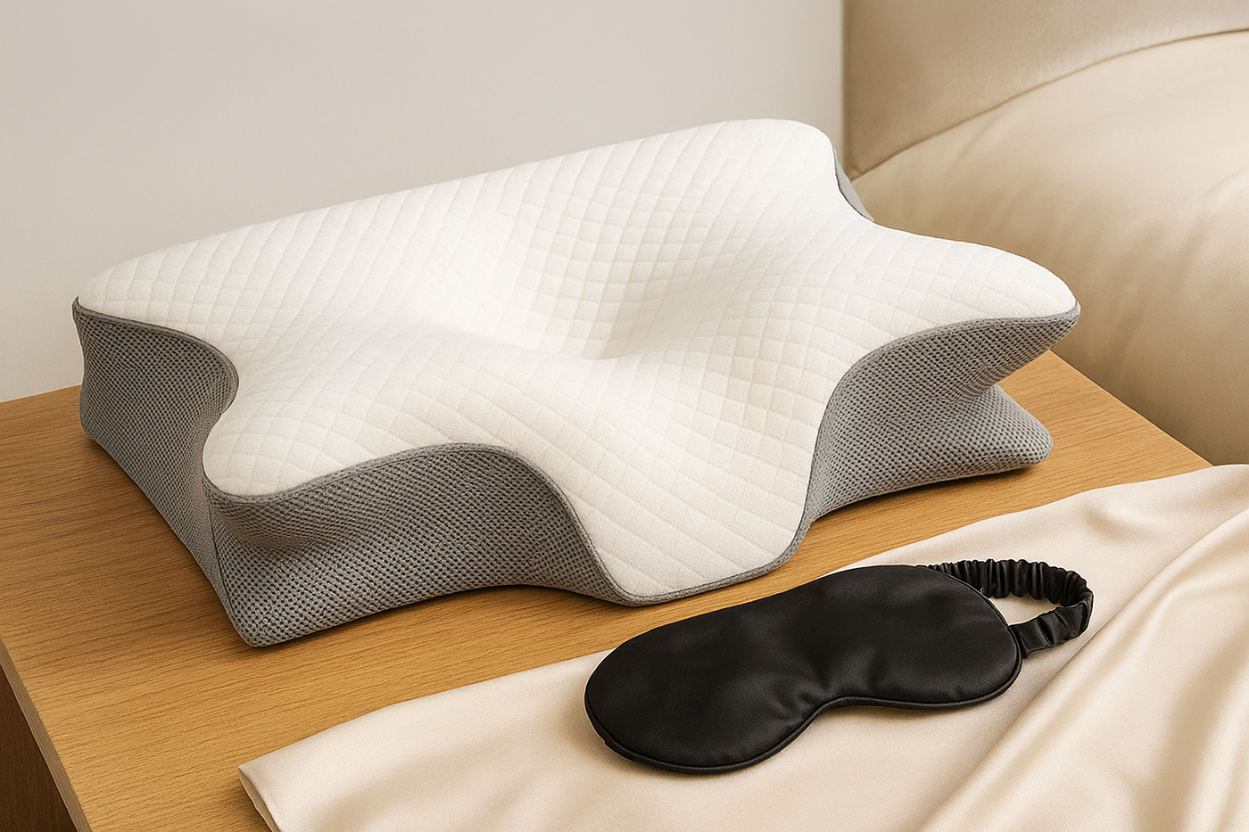 menoPAUSED™ Contour Pillow + Silk Sleep Mask + Cooling Pillowcase